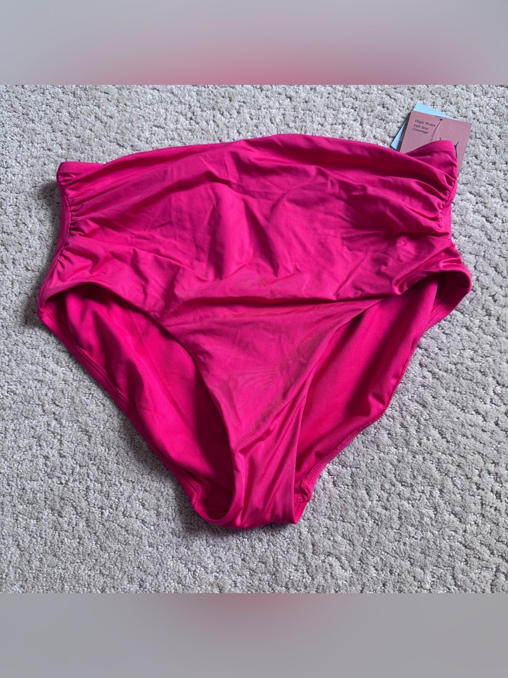 Shade & Shore High Waist Full Seat Coverage Bikini Bottoms Large 12/14 Red NEW